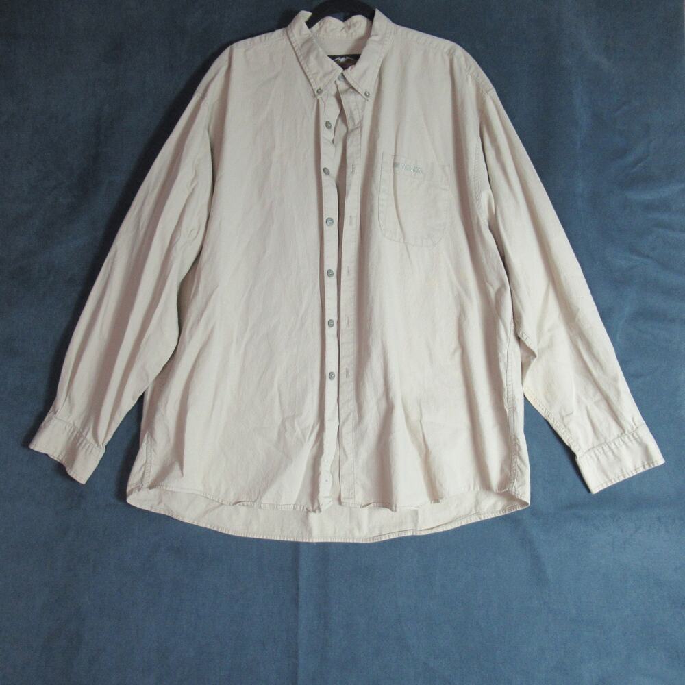Harley Davidson Shirt Mens XX Large Beige Button Up Long Sleeve Moto Casual